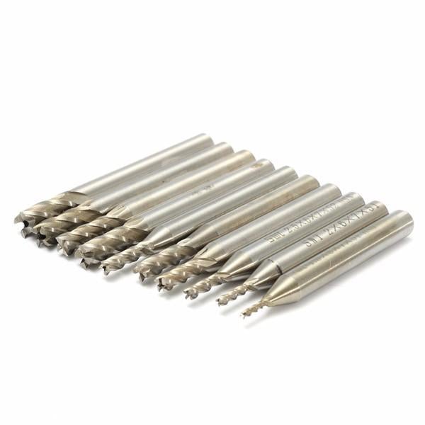 10pcs 1.5-6mm 4 Flute End Mill Cutter 6mm Shank Straight Drill Bit