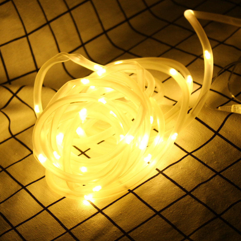 39FT 100 LED Solar String Rope Fairy Light Waterproof Xmas Wedding Party Decor Night Light