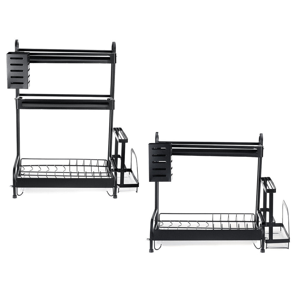 Dish Drying Rack 304 Stainless Steel 2/3 Tier Dish Rack with Drain Board Utensil Holder Cutting Board Holder Rustproof Dish Drainer