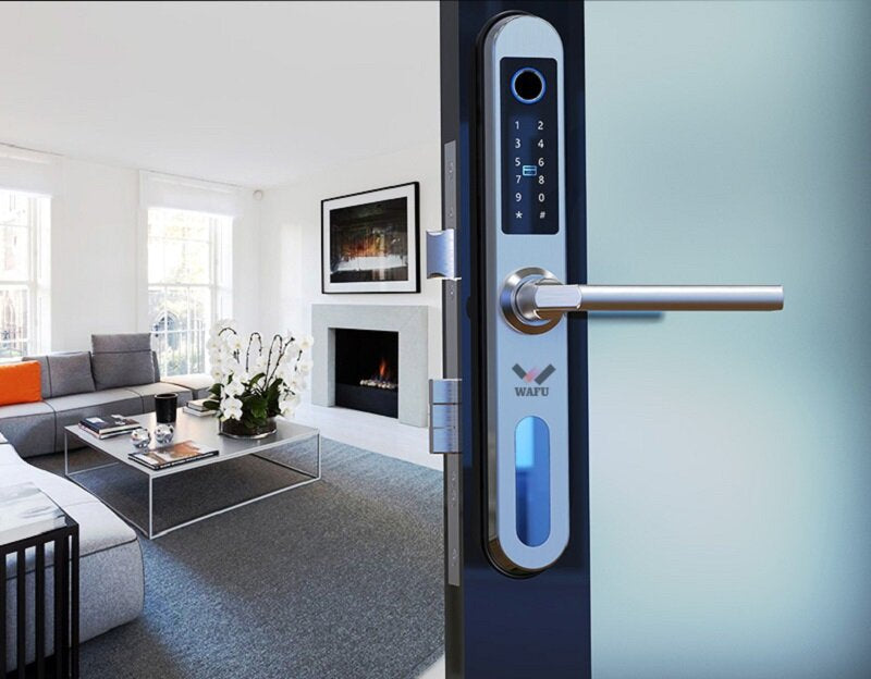 Fingerprint Smart Lock Stainless Steel Fingerprint Password Card Key Unlock Door Lock for Wooden Glass Aluminum Alloy Door