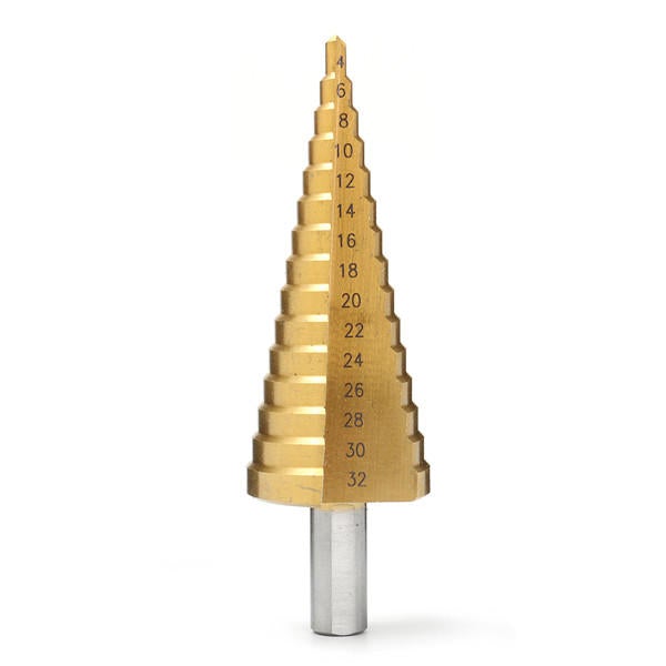 3pcs Titanium Coated HSS Step Cone Drill Bit Hole Cutter 4-12/20/32mm