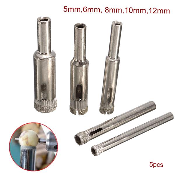 5pcs Diamond Hole Saw Drill Bit Set 5/6/8/10/12mm Tile Ceramic Glass Porcelain Marble