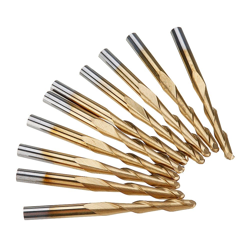 10pcs 3.175mm Shank Ball Nose End Milling Cutter Titanium Coated Two Flute 12mm/22mm CNC Tool