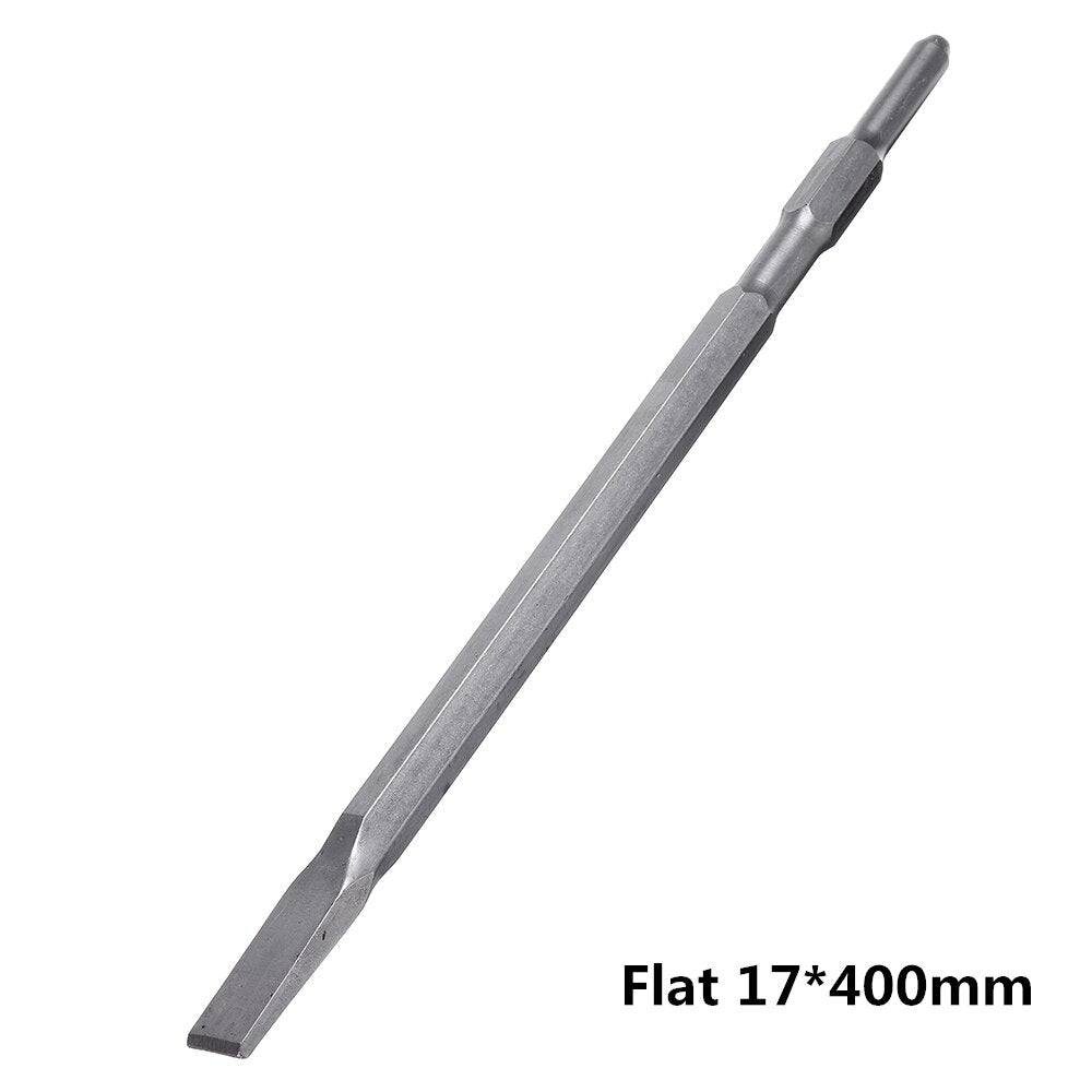 17 x 280/400/600mm Pointed/Flat Head Hex Shank Drill Bit for Hammer Drill Machine Slot