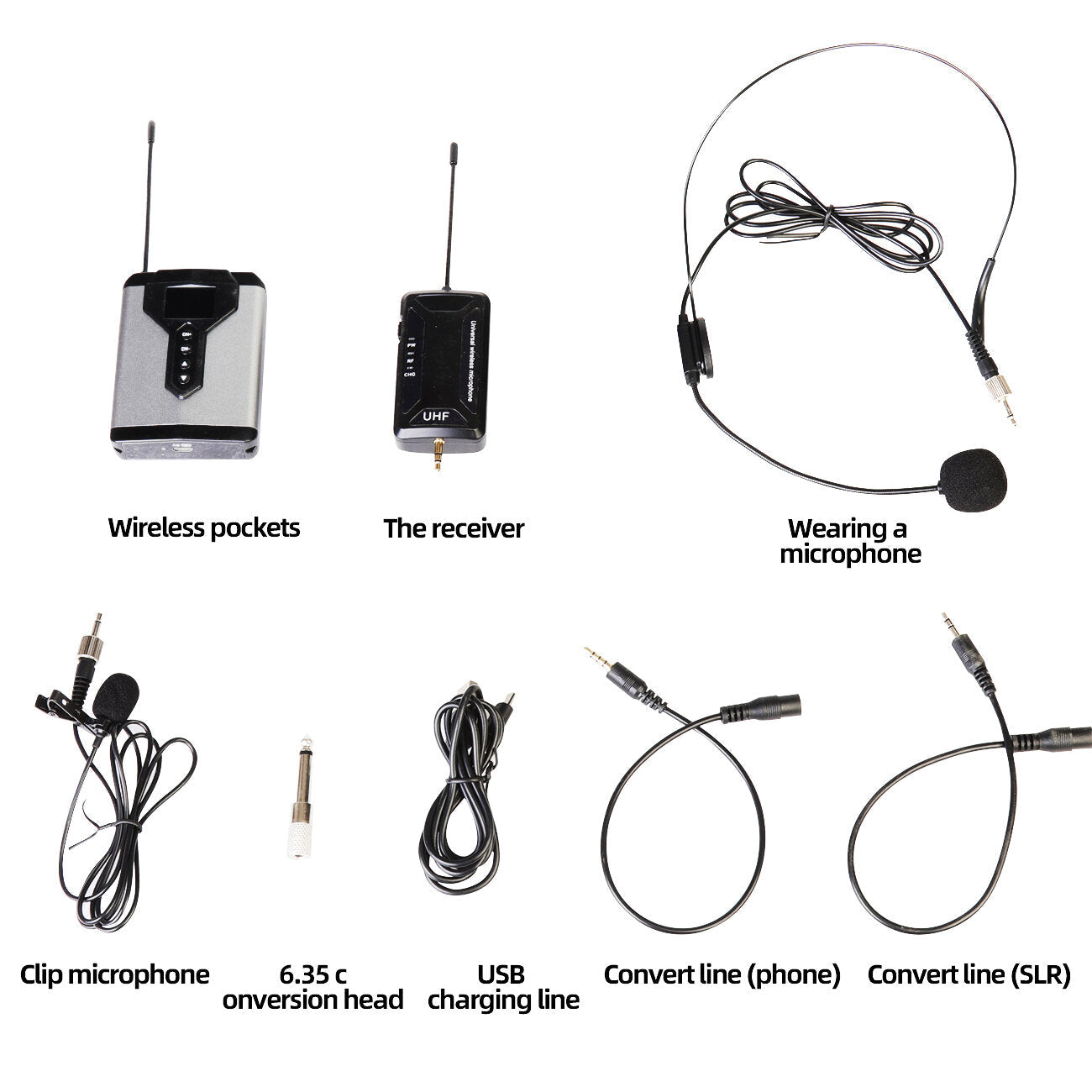 Wireless Microphone 25 UHF Dual Channel Super HD Recording microphone for DSLR Camera For YouTube Vlog Portable