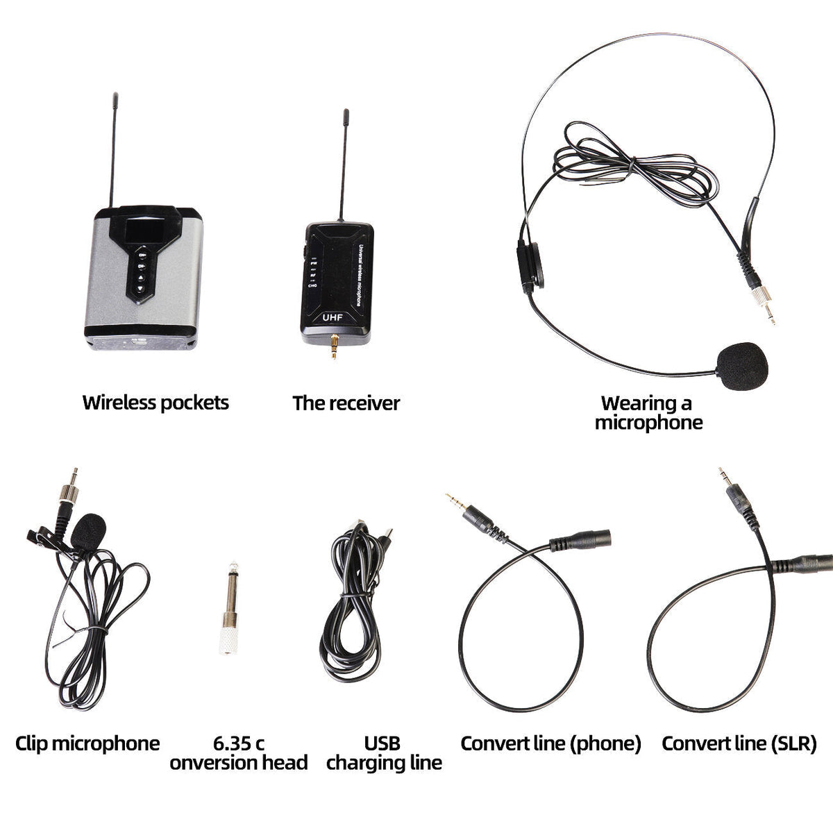 Wireless Microphone 25 UHF Dual Channel Super HD Recording microphone for DSLR Camera For YouTube Vlog Portable