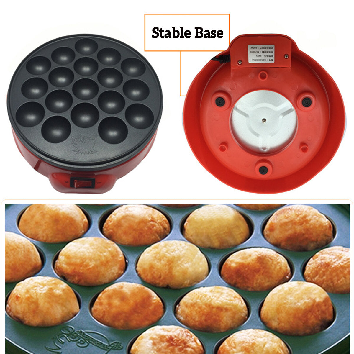 18 Holes Grill Pan Cooking Plate Stove Machine Octopus 650W 220V Kitchen Cooking Machine