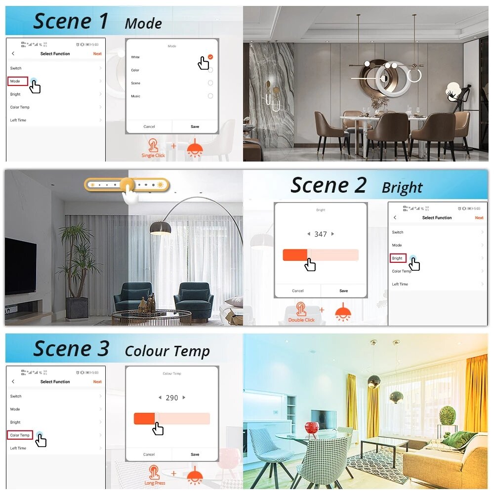 Smart Wireless Switch Wall Remote with Push Button Works with Alexa Google Home 6 Channels