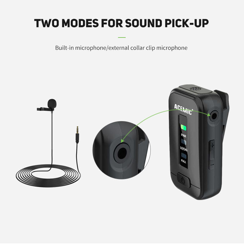 Potable 2.4G Wireless Lavalier Microphone System Video for Smartphone DSLR Cameras