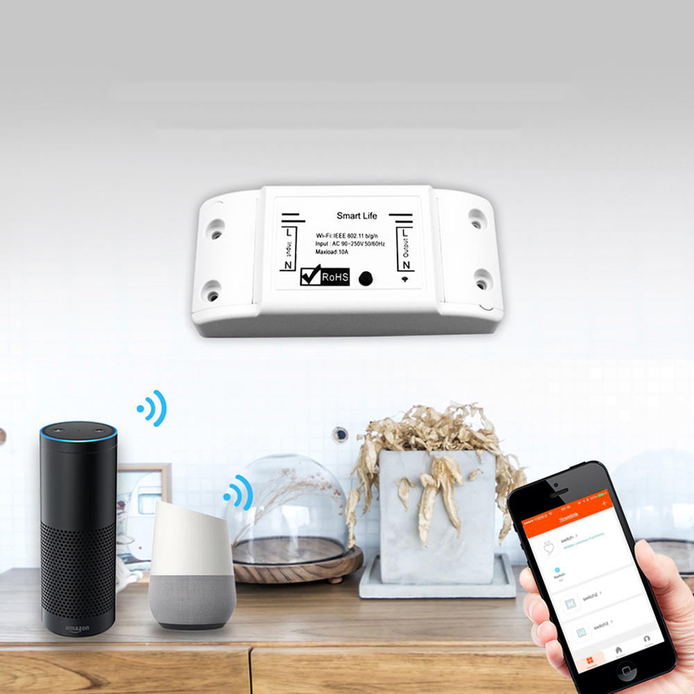 Smart Light Switch 10A DIY WiFi Module APP Remote Control Universal Breaker Timer Works with APP Alexa Google Home