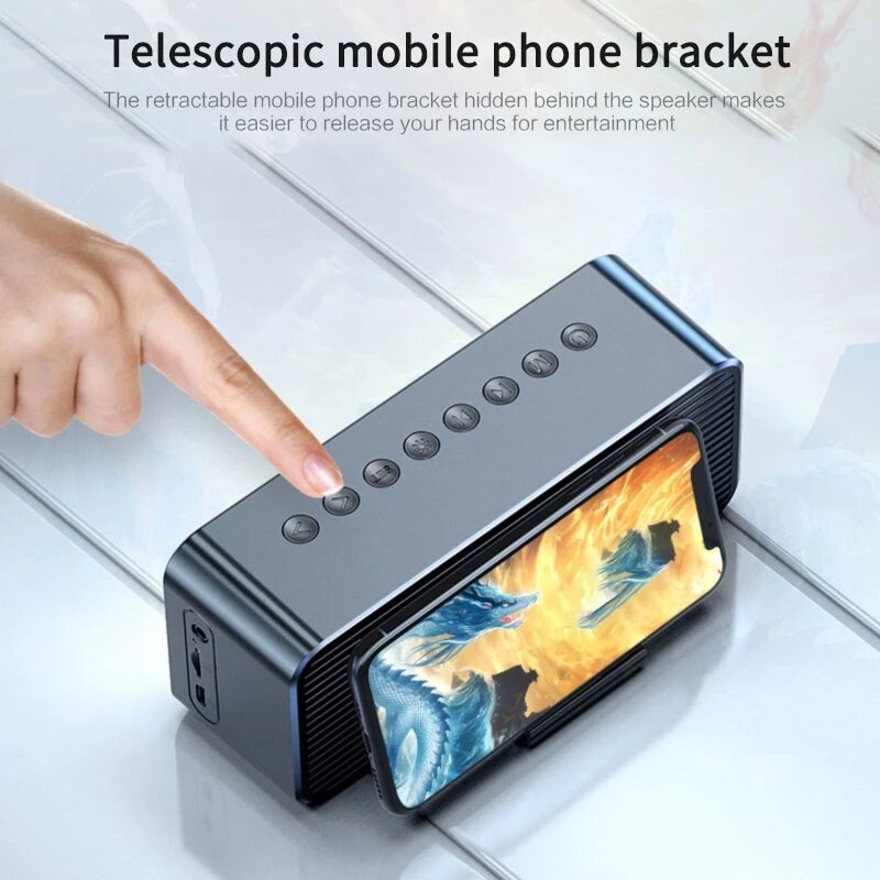 Bluetooth 5.0 Full-Range Speaker 2500mAh Stereo Bass LED Display Digital Electronic Clock FM Radio Bass Portable Speaker