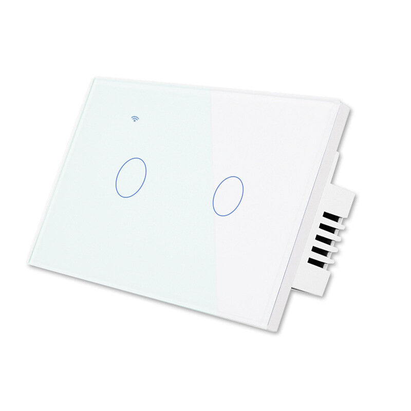 US WiFi+RF Smart Lights Wall Touch Switch APP Voice Remote Control Wireless Lamp Smart Home Switch,2 Gang 1/2 Way