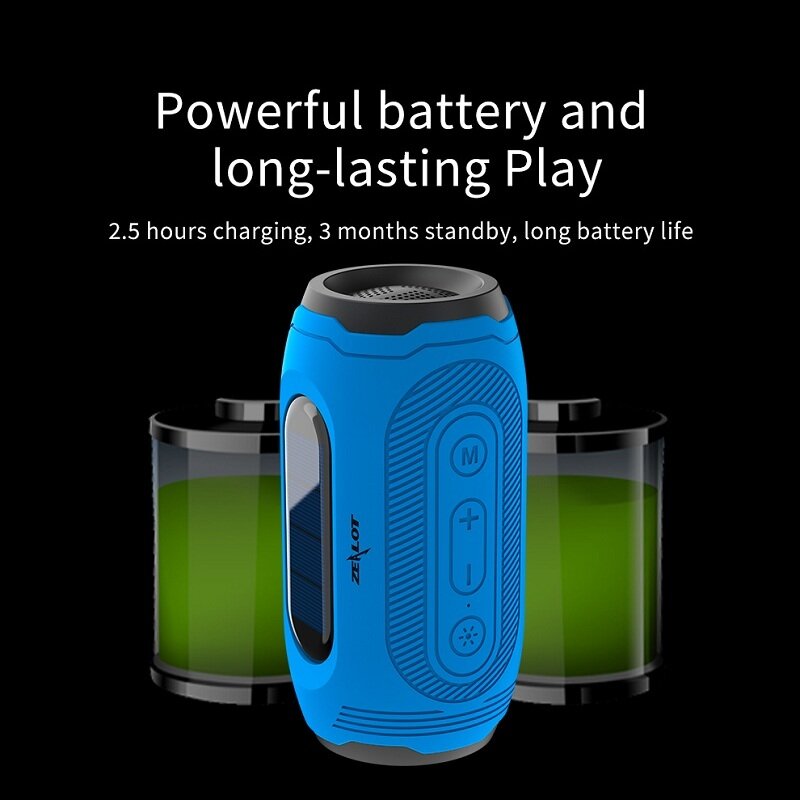 Wireless Bluetooth Speaker Solar Charging Flashlight Outdoor IPX5 Waterproof Stereo Sound Rechargeable Battery With Microphone