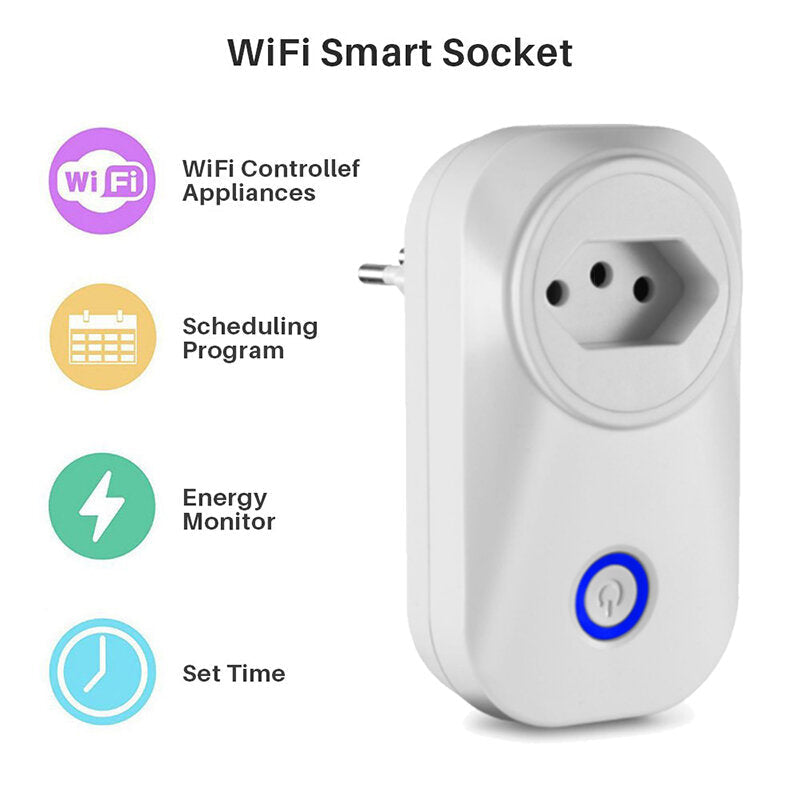 Smart WiFi Socket Wireless Remote Control Voice Control Smart Power Socket With Power Monitor