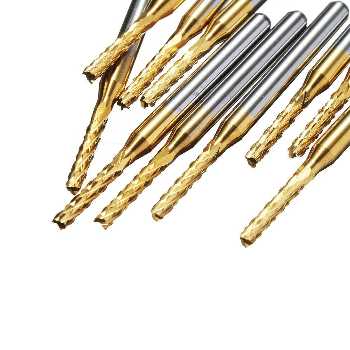 10pcs 2.4mm Carbide End Mill Cutter Titanium Coated Engraving Milling