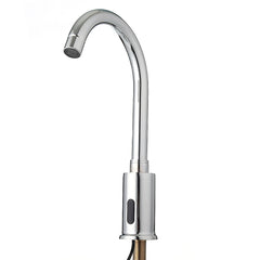 Zinc Alloy Automatic Infrared Sensor Kitchen Basin Sink Faucet Smart Touchless Single Cold Tap Handle Deck Mount w/ Hose Controller Box