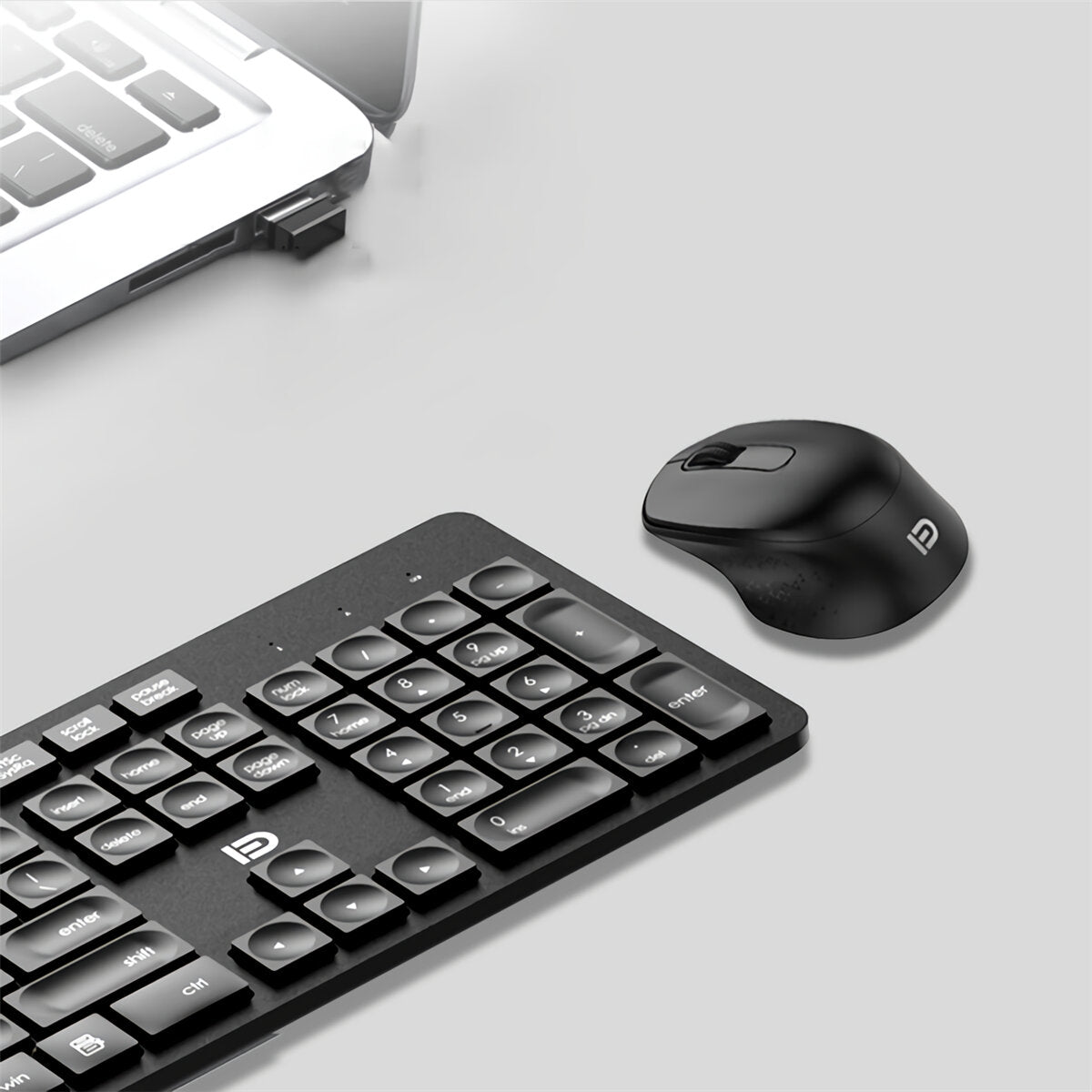 2.4G Wireless Keyboard & Mouse Set 104 Keys Business Keyboard 1200DPI 3 Buttons Silent Optical Home Office Mice for Computer Laptop PC