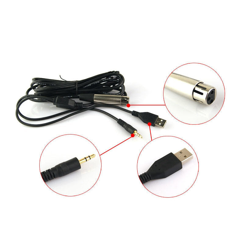 Wired microphone USB Condenser Sound Recording Mic with Reverb Broadcast Live Microphone Tripod Stand