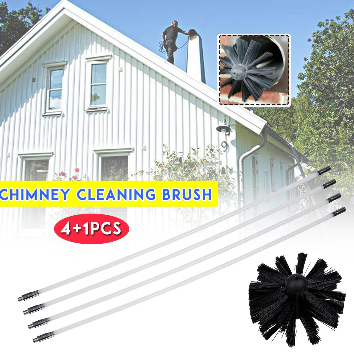 Chimney Cleaning Brush Set Chimney Pipe Inner Wall Cleaner Brush Bendable Flexible Cleaning Tools