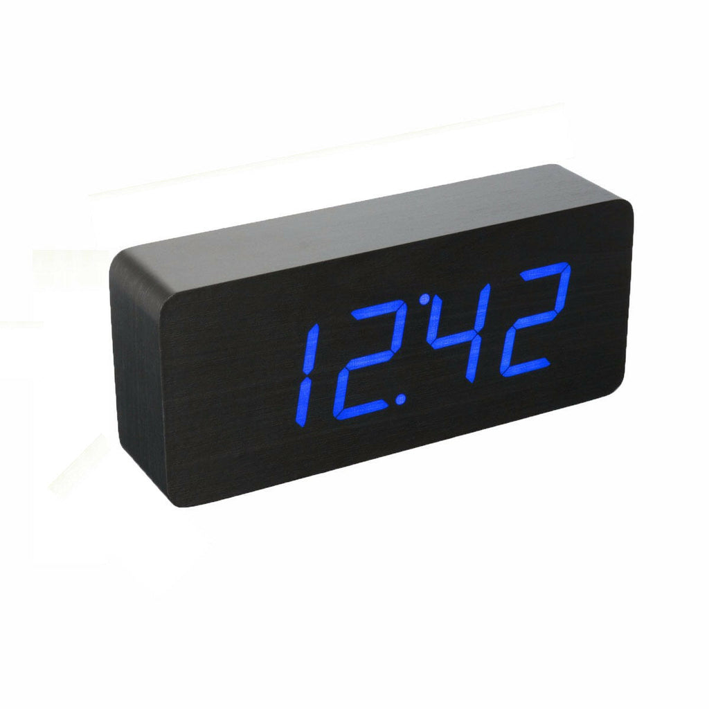 Multifunctional Wooden Digital Clock Two Modes Default Display Time Built-in Battery Voice Control Switch on/off