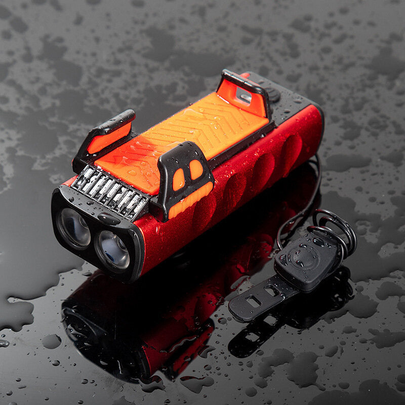 Bicycle Headlight with Phone Holder USB Charging Bicycle Horn Light Warning Light Phone Holder Outdoor Cycling Equipment