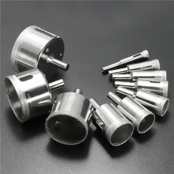 10pcs Diamond Hole Saw Set Tile Ceramic Glass Porcelain Marble 8mm-50mm Drill Bit