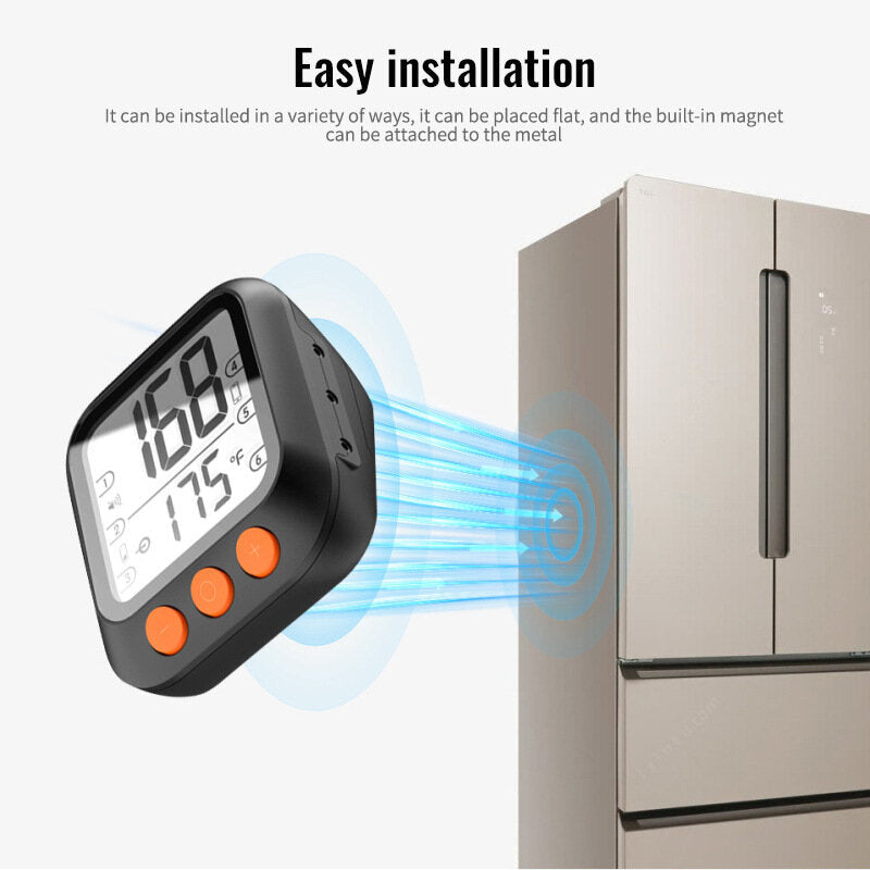 LCD Large Wide-angel Display Bluetooth Intelligent Barbecue Meat Thermometer 3.5"