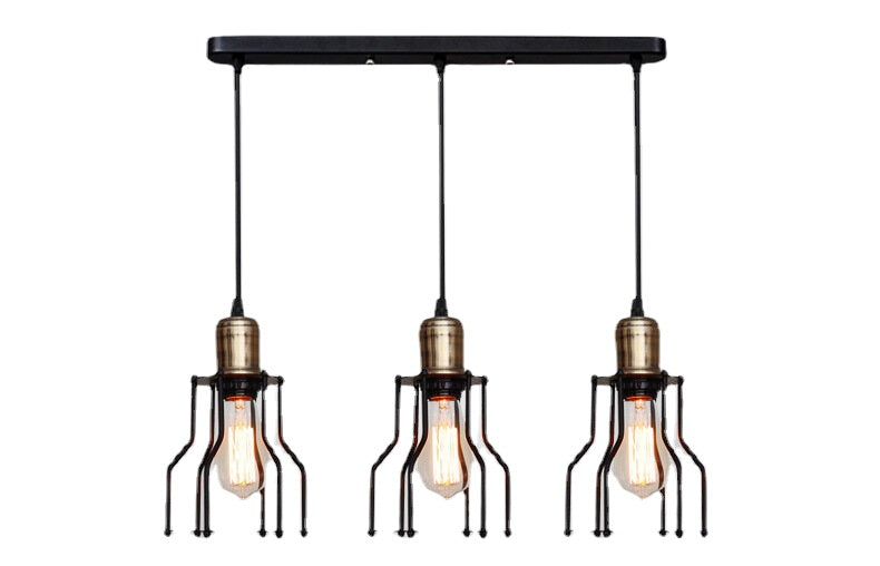 Industrial 3-Light Pendant Light, Adjustable Flush Mount Ceiling Lighting for Kitchen Island Living Room