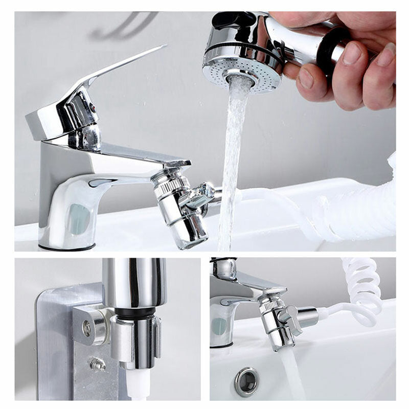 Bathroom Bathtub Wash Face Basin Water Tap External Shower Hand Held Spray Mixer Spout Faucet Wall Mounted Kit Rinser Extension Set Hair Washing