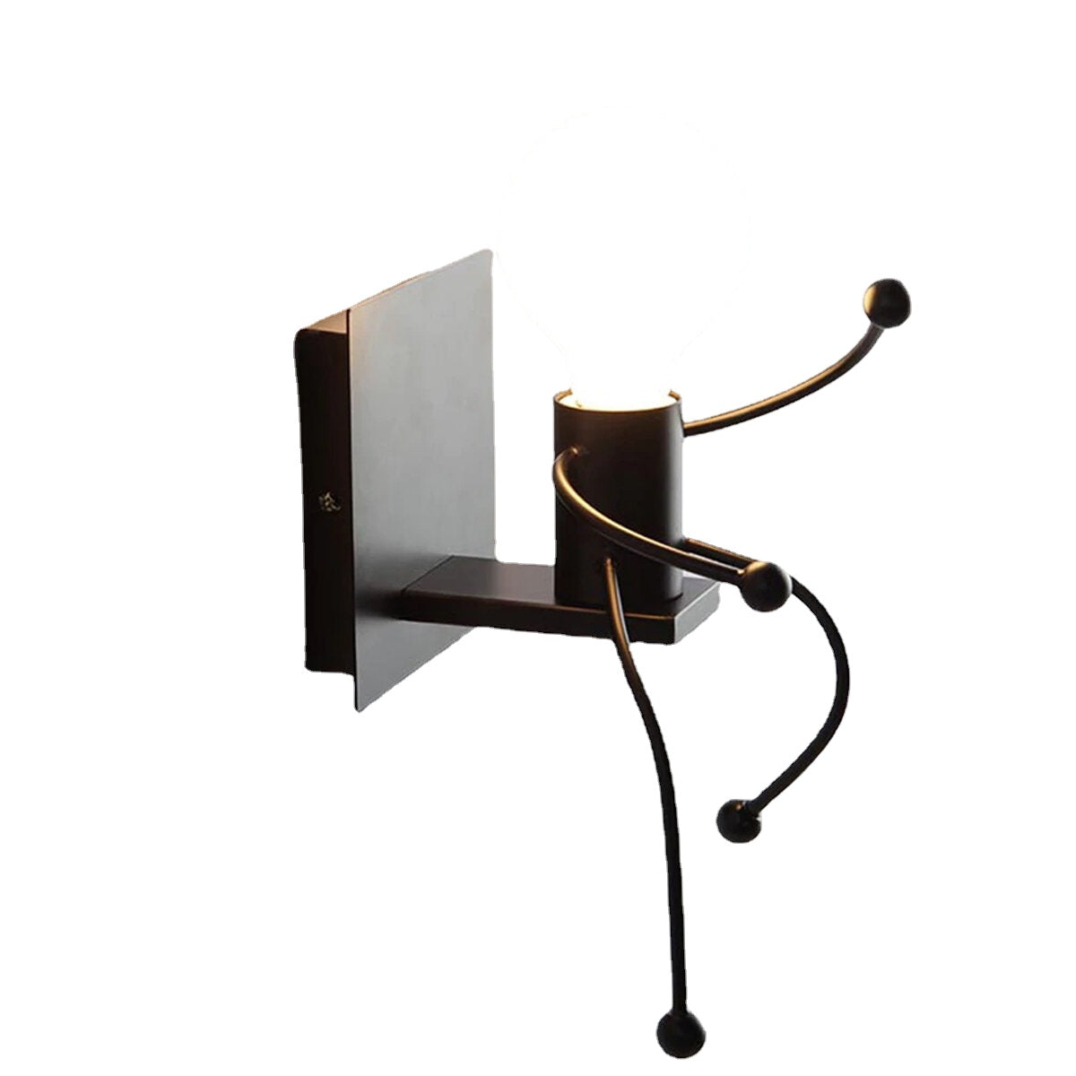 Creative Funny Modern Iron People Jumping Wall Light Hanging Chandelier Fixtures Iron Art Bedside Lamp Black/White Bulb Not Include