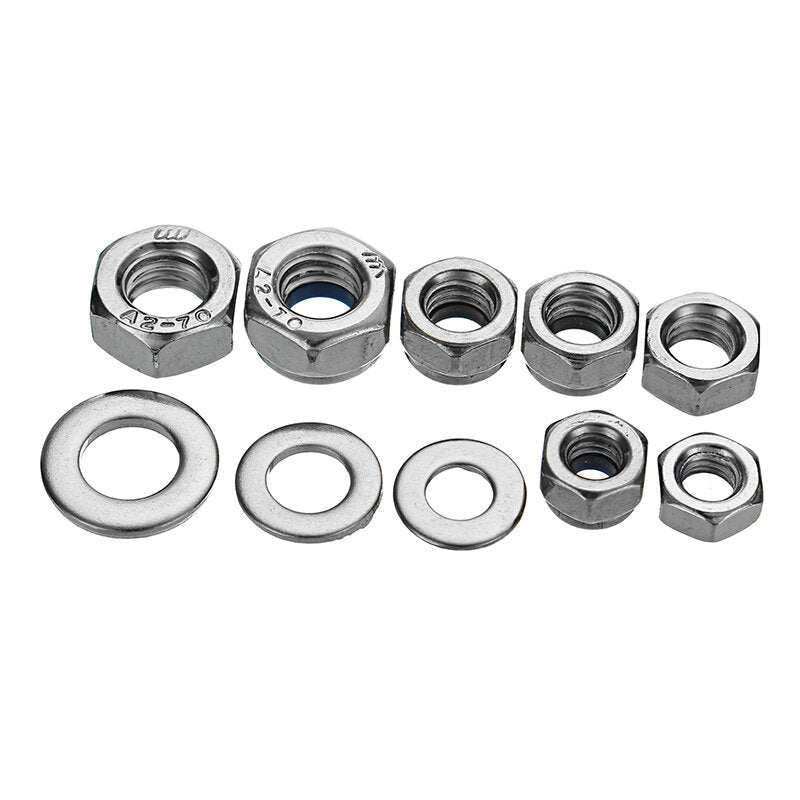 255pcs Stainless Steel Nylon Insert Hex Lock Nuts Full Nuts Washers Assortment Kit M4 M5 M6