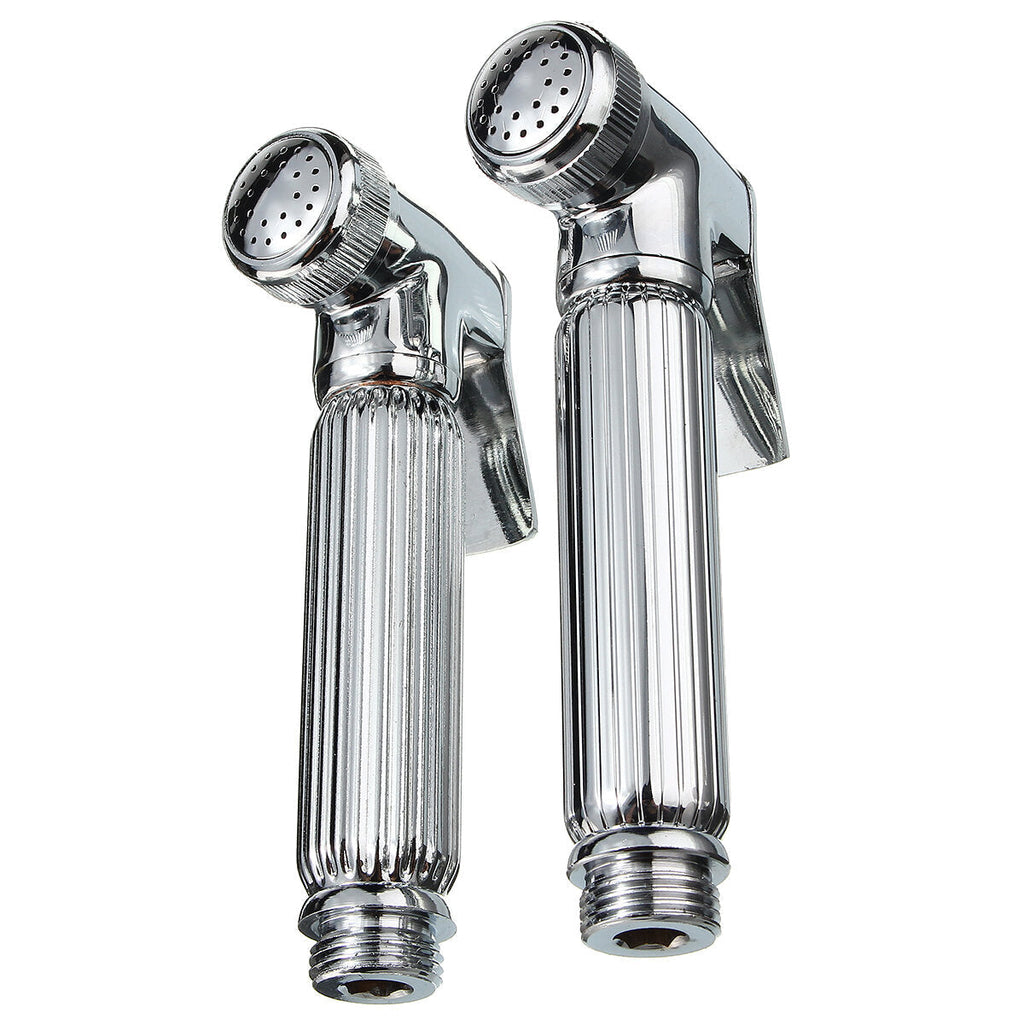 Brass Shaft Douche Spray Bidet Toilet Shower Head Nozzle Holder Silver Cleaning Device