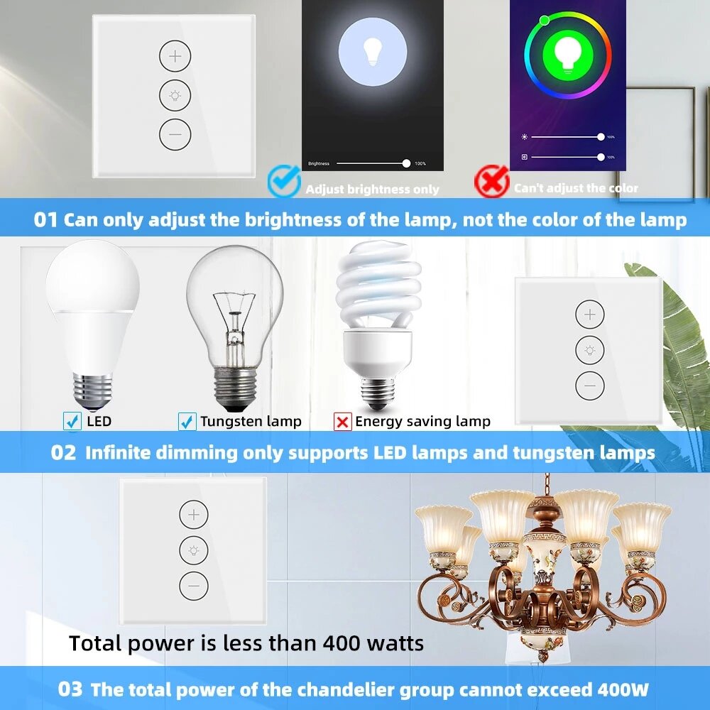 WiFi Touch Dimmer Switch Light APP EU/US Wireless Timer Remote Control with Alexa Google Home
