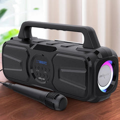 Bluetooth Speaker Double Bass Drivers Karaoke Microphone Colorful Light FM Radio TF Card AUX Music 40W Center Portable Speaker