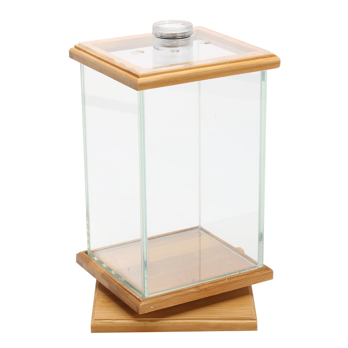 Mini Aquarium LED Lighting Clear Glass Fish Tank Container Office Desktop Decor