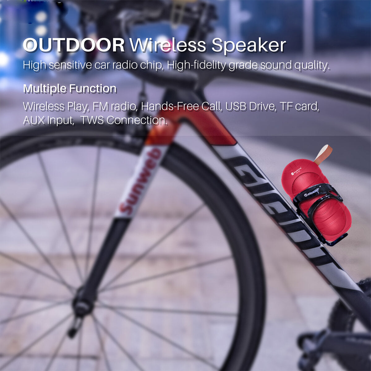 Bluetooth 5.0 Stereo Speaker Support FM Radio Hands-Free TF Card Outdoor Waterproof Speaker
