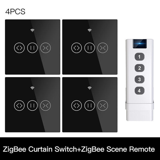 433MHz Smart Touch Curtain Switch Roller Blinds Shutter Wireless Control Relay Status Works with Alexa Google Home