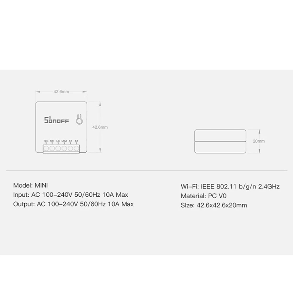 MINI WiFi DIY Smart Switch Remote Control Two Way External Switch Work With Alexa Google Home