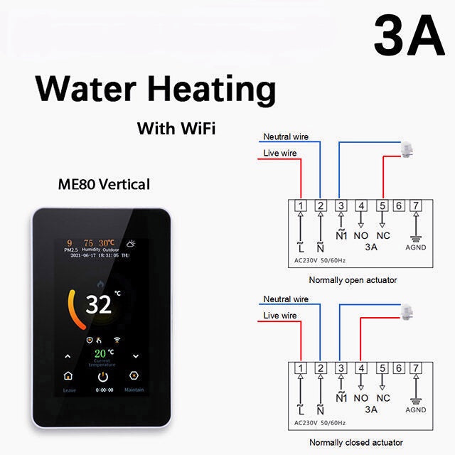 Smart 4.3" LCD Touch Color Screen Thermostat Heating Temperature Controller Works with Alexa Google Home