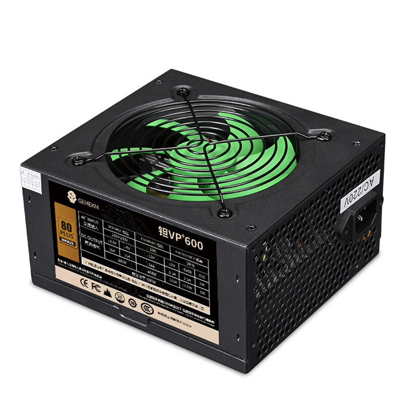 600W PC Power Supply Rated 600W PC Power Supplies Bronze Certification Ative FPC 120MM Cooling Fan