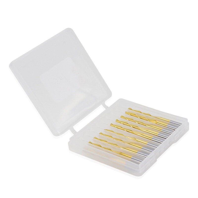 10Pcs 3.175mm Shank Titanium Coated Ball Nose End Mill Carbide Milling Cutter Spiral CNC Router Bit Engraving