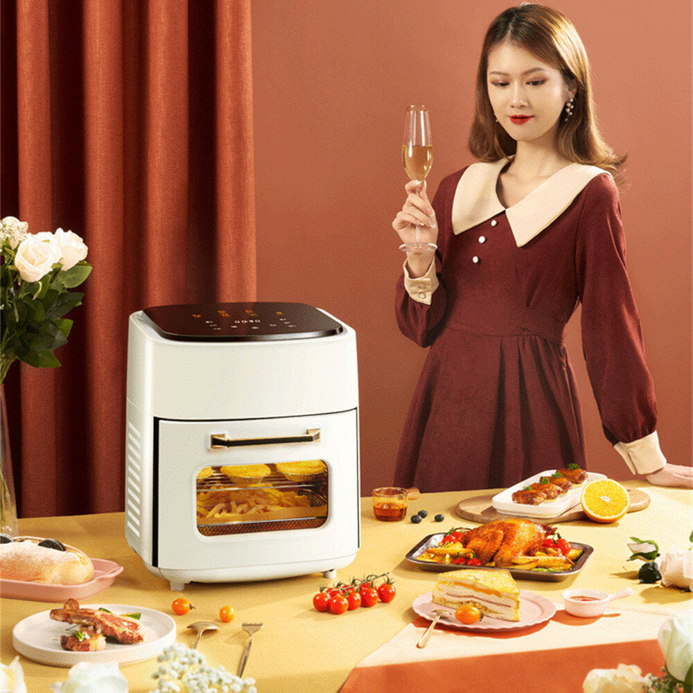 1400W 220V 15L Air Fryer 360 Surround Heating Digital LCD Display Hot Oven Cooker with Removable Dishwasher Safety Basket