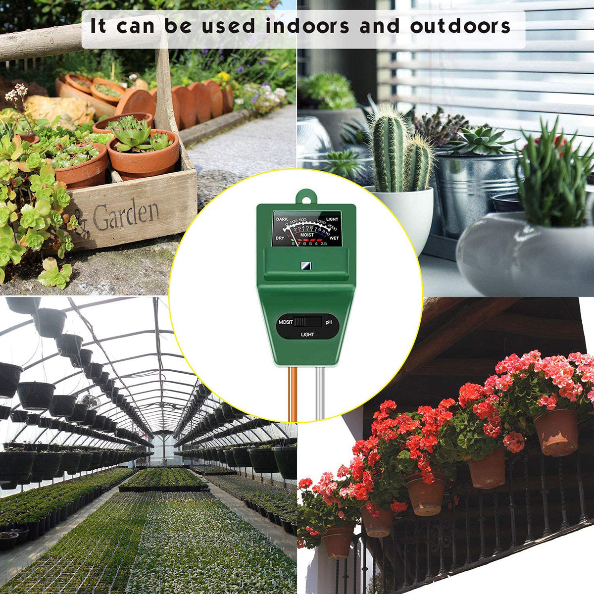 3 in 1 PH Sunlight Hydroponics Analyzer Smart Wood Soil Moisture Meter Sensor Kit
