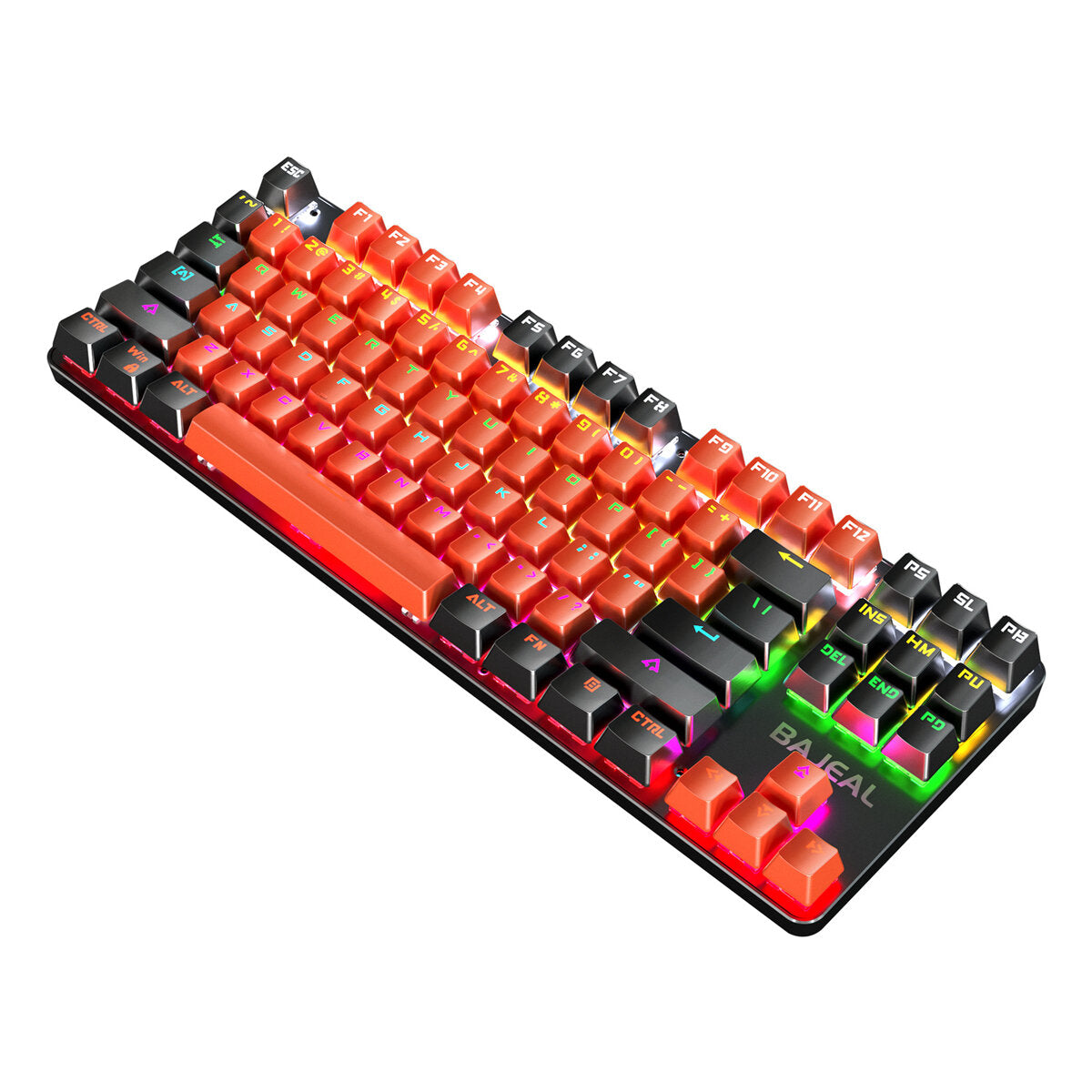 Mechanical Keyboard 87 Keys USB Wired Hot Swappable Blue Swtich Colorful LED Backlight Gaming Keyboard for Gaming Typing Office
