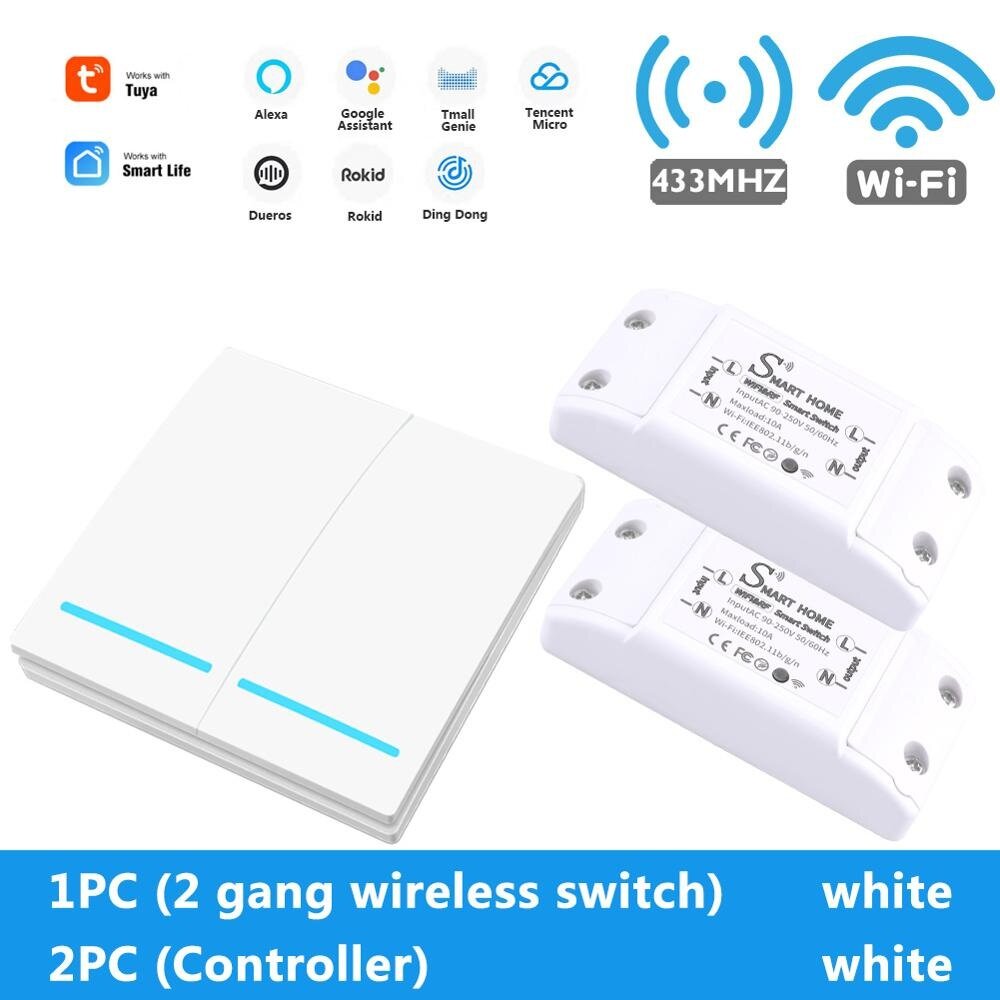 Smart Tuya WiFi Light Switch With RF 433Mhz Remote Control DIY Module Timer Works With Alexa Smart Home
