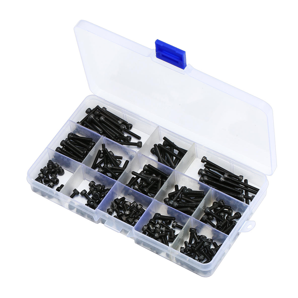 260Pcs M3 12.9 Grade Carbon Steel Hex Socket Cap Head Screw Bolts Assortment Set