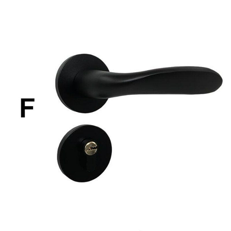 Matte Black Aluminum Door Lock Mechanical Interior Handle Cylinder Lever Latch Home Security Mute Locker With Keys