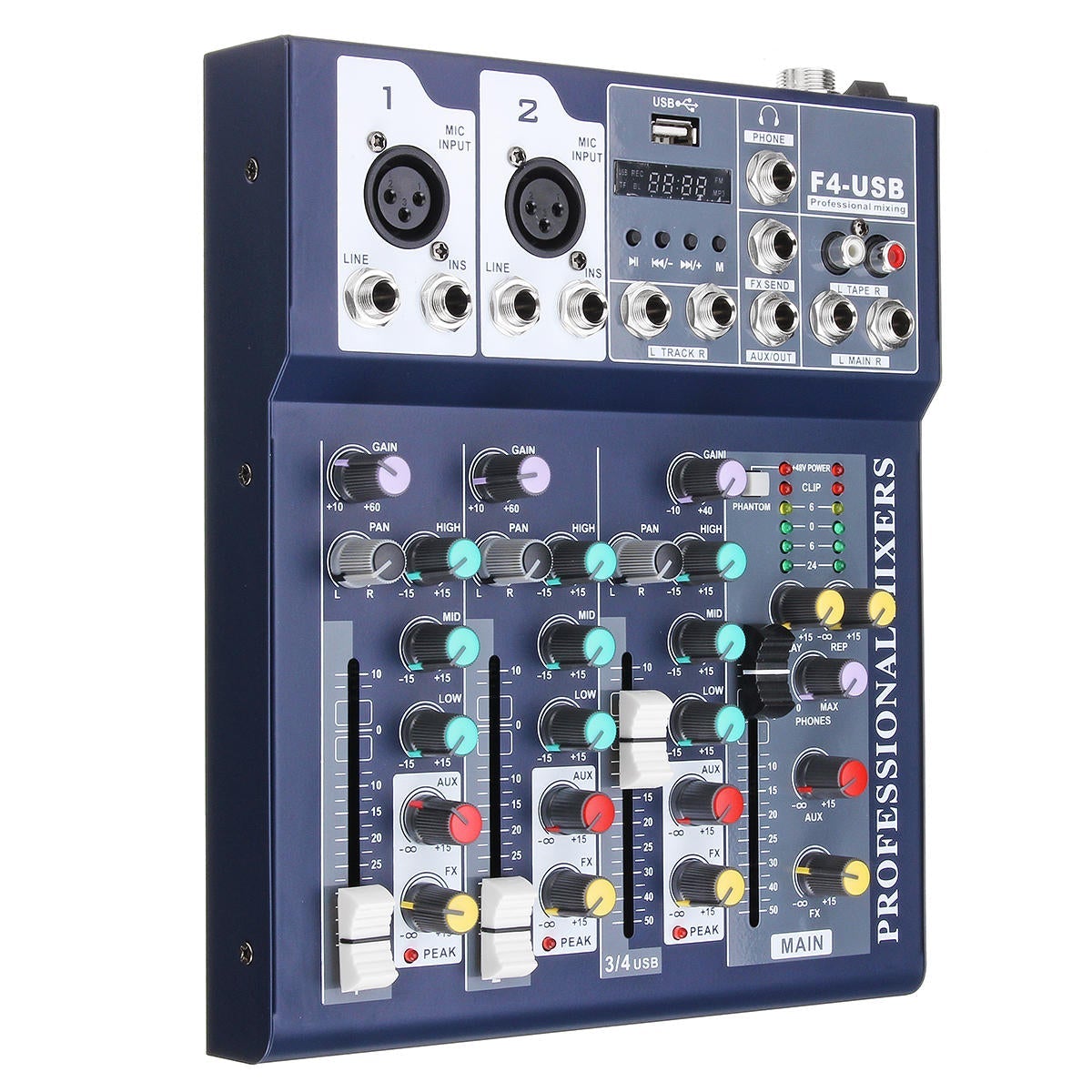 4 Channel USB Bluetooth Audio Mixer with Reverb Effect for Home Karaoke Live Stage Performance