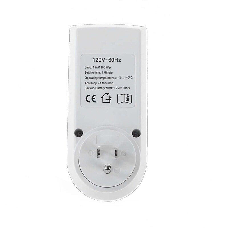 Electronic Digital Timer Switch US Kitchen Timer 24 Hour Cyclic Programmable Timing Socket 15A 1800W 120V