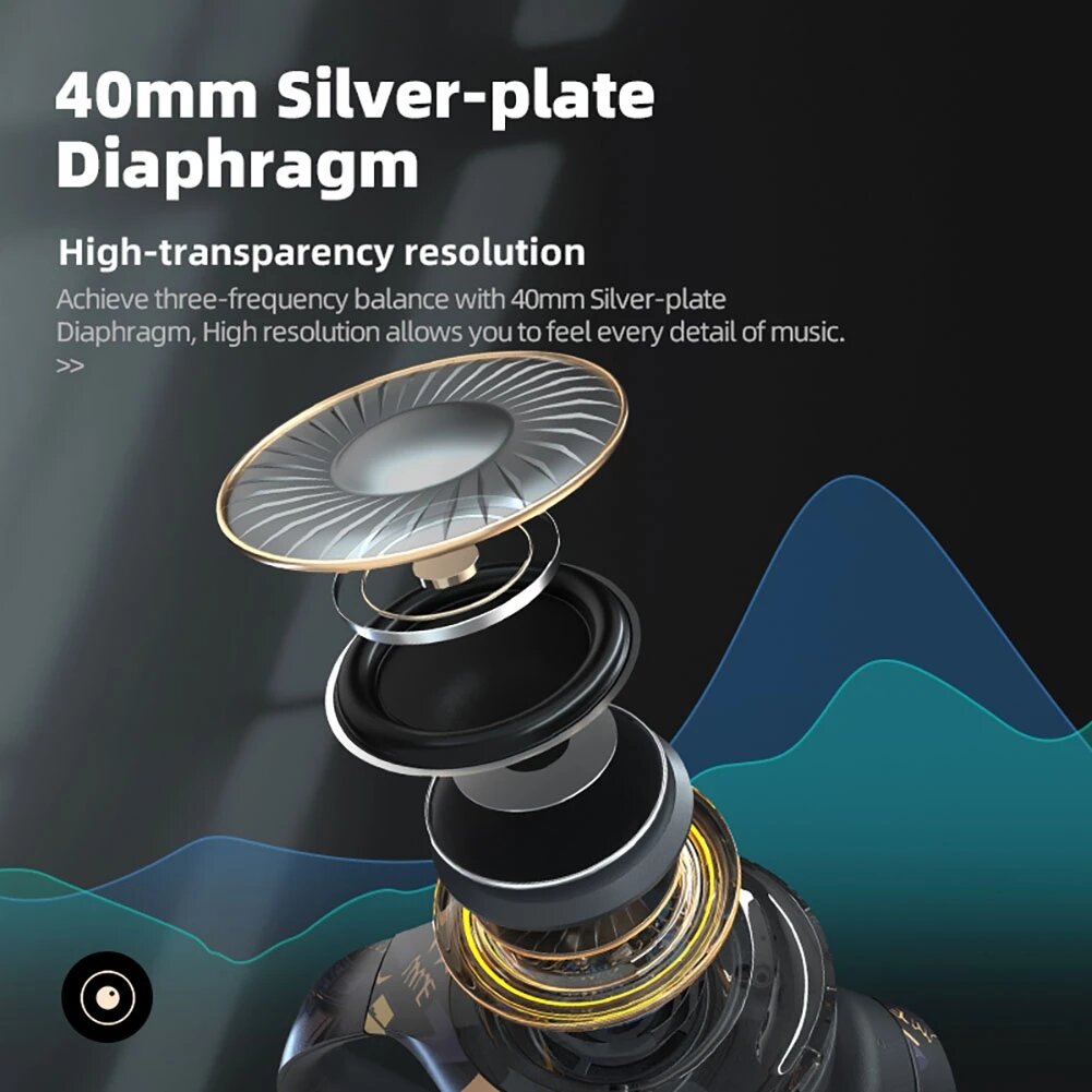 Gaming Headphone with Light Wireless Bluetooth Headphones Noise Canceling Microphone Deep Bass Over-Ear Headset